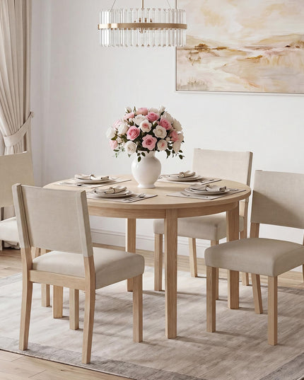 Set of 2/4 Upholstered Dining Chairs with Linen Fabric Seat