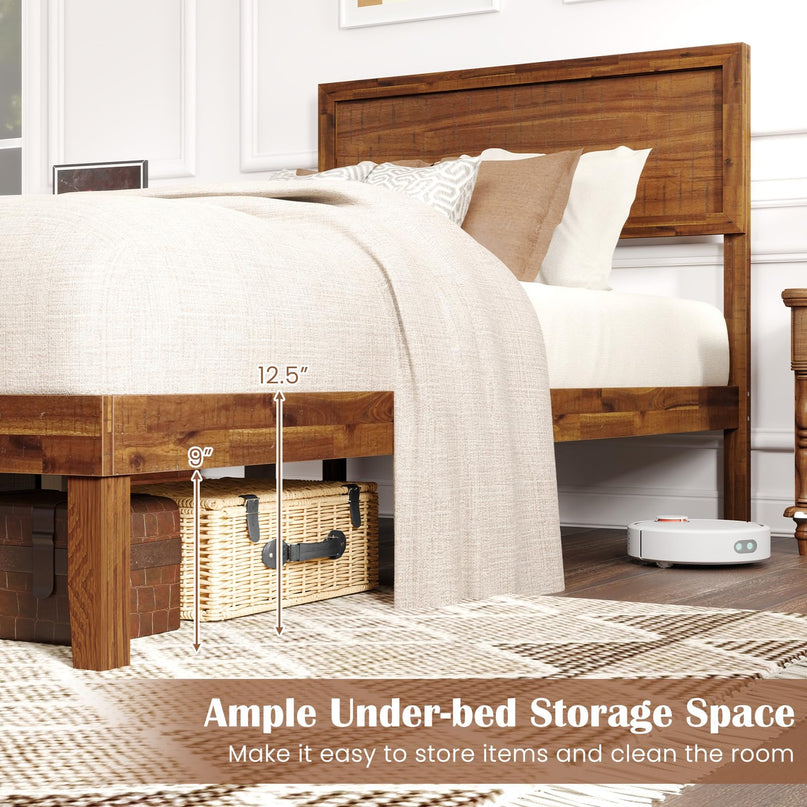 Giantex Wood Bed Frames with Headboard, Mid Century Modern Platform Bed