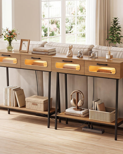 Giantex Console Table with LED Lights for Living Room Hallway Entrance