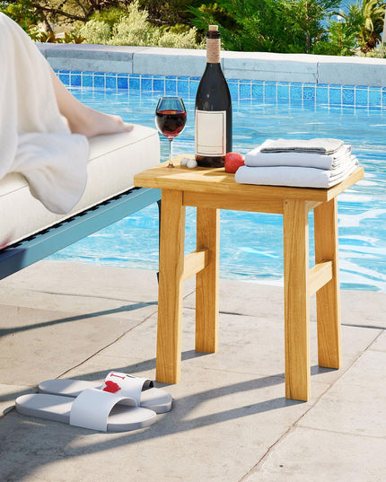 Giantex Solid Teak Shower Bench Stool for Bathroom