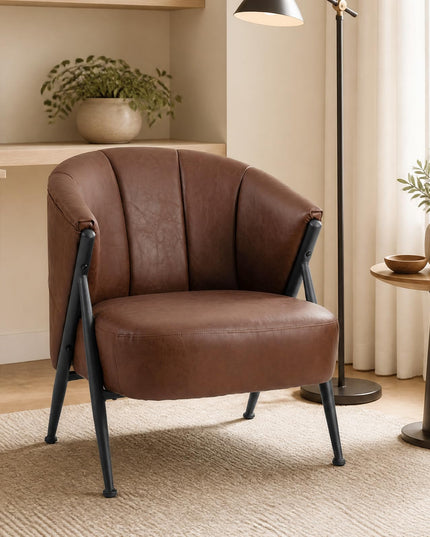 Giantex Mid Century Modern Accent Chair w/Curved Backrest & Wide Seat