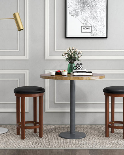 Giantex Bar Stools Set, 25-Inch Counter Height Stools with Round Seat, Footrest, Wooden Frame