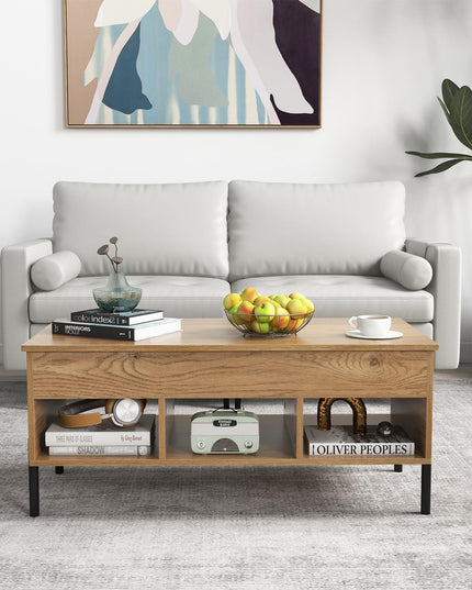 Giantex Lift Top Coffee Table - Living Room Center Table with Lifting Tabletop, Natural