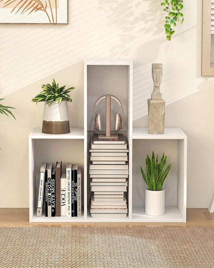 GIANTEX 3-Tier Bookshelf Wooden Convex Bookcase for Small Space