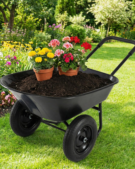 Chariot de jardin à deux roues Giantex – Brouette robuste de 150 kg