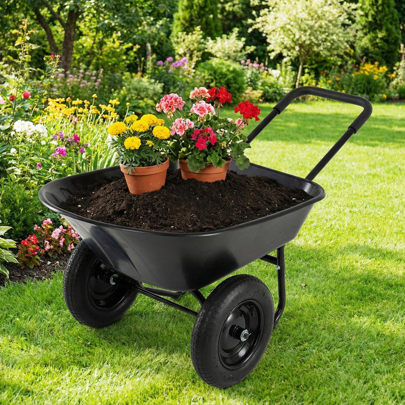 Giantex Dual-Wheel Garden Cart  330LBS Heavy Duty Wheelbarrow