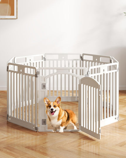 Giantex 32'' Tall Plastic Pet Fence with Lockable Door