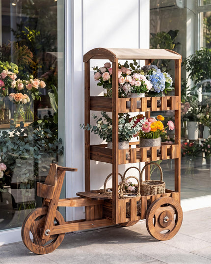 GIANTEX 3-Tier Tricycle Plant Stand with Canopy