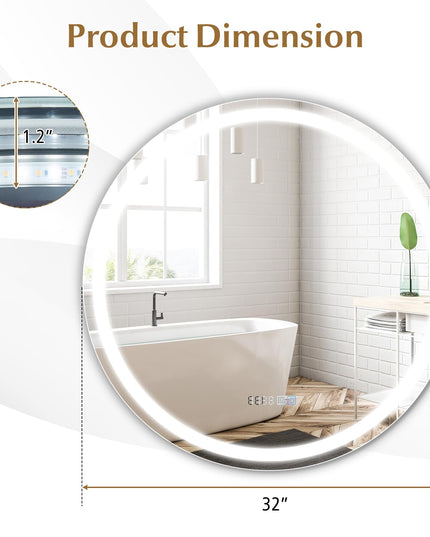 LED Bathroom Mirror - Lighted Vanity Mirror Wall Mounted, Front and Backlight, 3 Lighting Colors