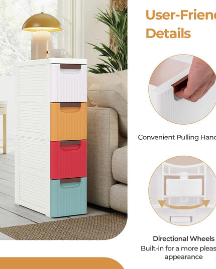 Chariot de rangement Giantex à 4 tiroirs, commode étroite en plastique