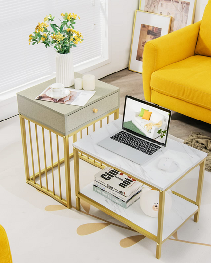Giantex Nesting Coffee Table Set w/Drawer & Shelf