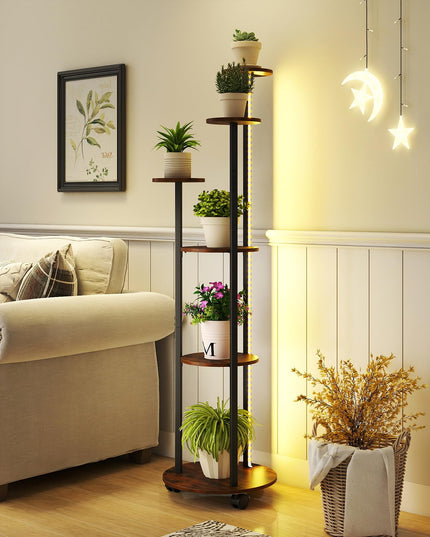 Support à plantes d'intérieur Giantex avec lumières et roulettes pour petits espaces, salon, balcon