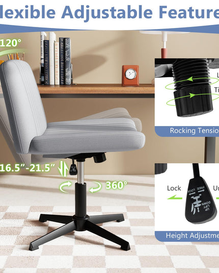 Giantex Armless Cross Legged Office Chair No Wheels for Home
