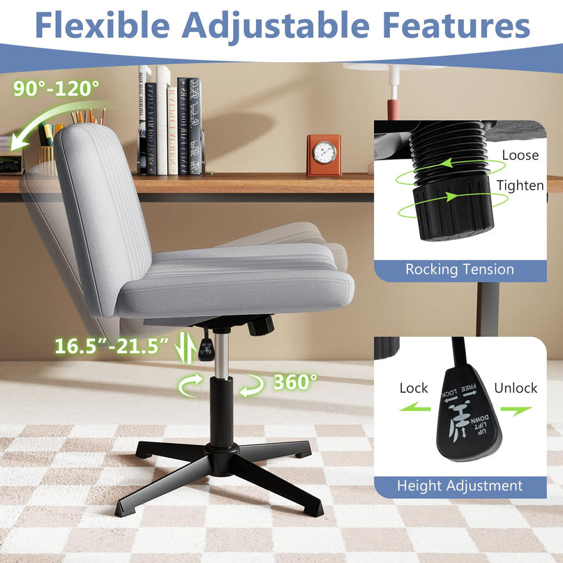 Giantex Armless Cross Legged Office Chair No Wheels for Home