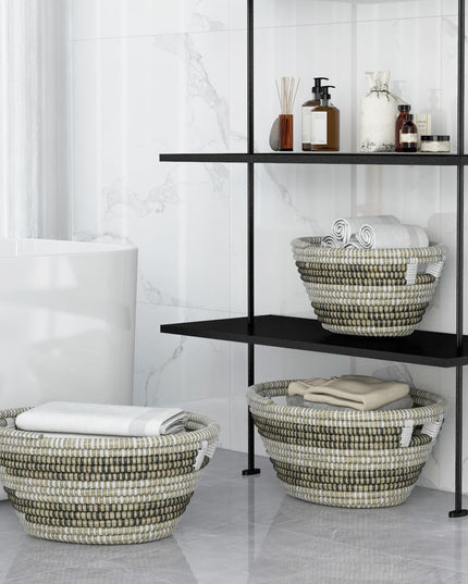 Giantex Woven Laundry Basket 24"/20"/16"- Set of 3 Stackable Storage Baskets with Handles