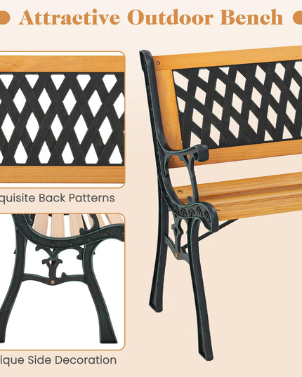 Giantex Outdoor Bench, 3-Person Garden Bench with Slatted Seat, Curved Armrests, 470 Lbs Capacity