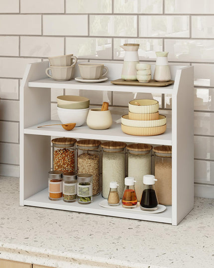 Mini étagère de bureau à 3 niveaux en bois Giantex avec garde-corps surélevés (1/2)