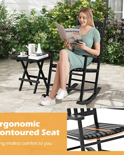 Giantex Outdoor Rocking Chair Set, All Weather Patio Rocker w/Solid Rocking Base & High-Back