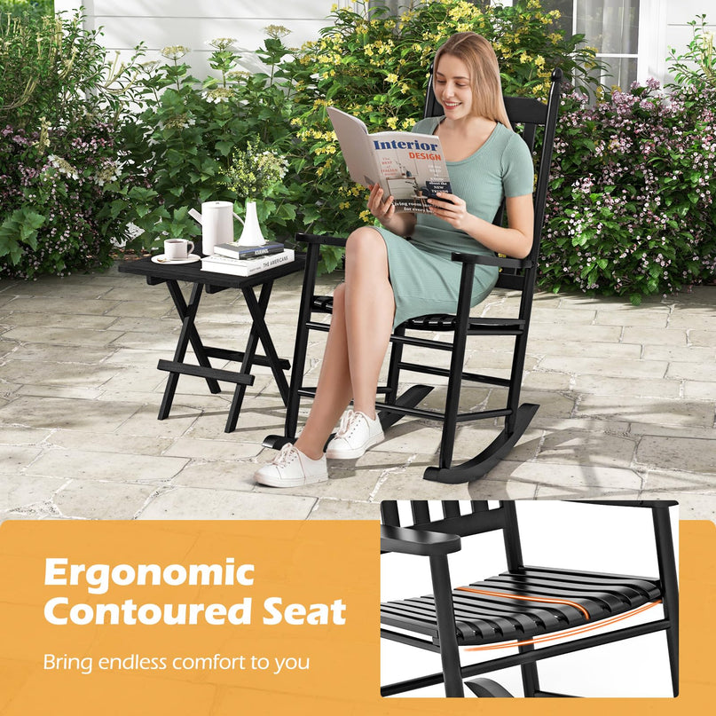Giantex Outdoor Rocking Chair Set, All Weather Patio Rocker w/Solid Rocking Base & High-Back