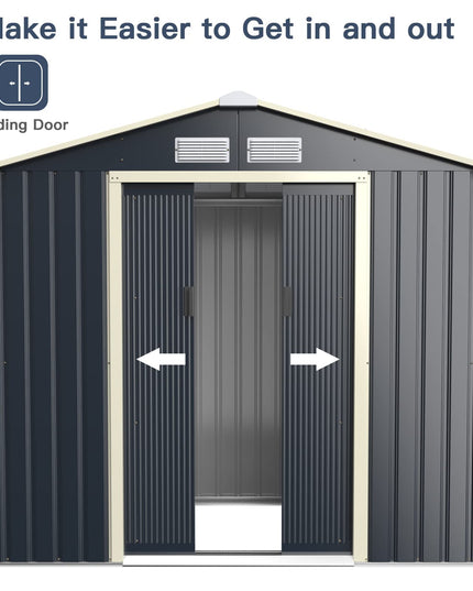 Outdoor Storage Shed with Double Sliding Door