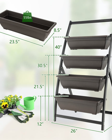 Giantex 2 Pcs 4.1FT Vertical Raised Garden Bed, 4-Tier Elevated Planter Box