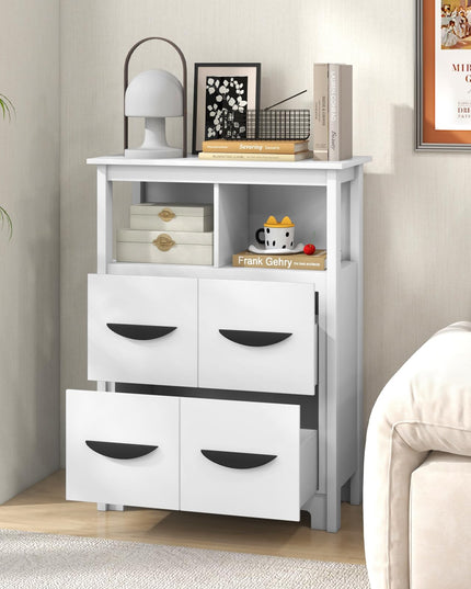 Giantex Storage Cabinet with Large Drawers, Open Storage Compartments, Anti-Tipping Kit, White