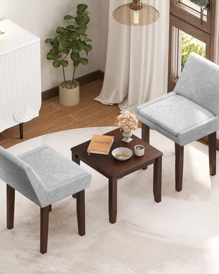 Modern Upholstered Armless Chair with Square Wood End Table