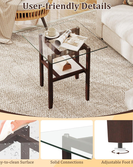 Giantex Small Coffee Table 24" Glass End Table