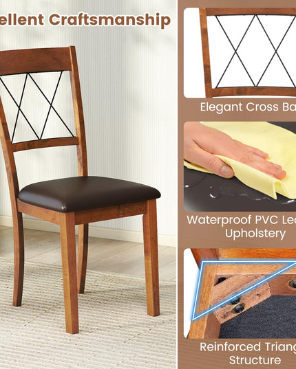 Giantex Lot de 2/4 chaises de salle à manger sans accoudoirs rembourrées en tissu avec structure en bois d'hévéa
