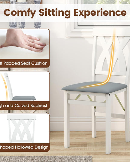 Giantex Folding Dining Chairs Set with PVC Leather for Home Small Space