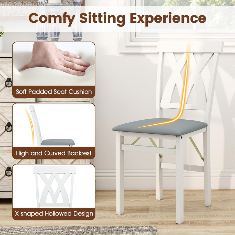 Giantex Folding Dining Chairs Set with PVC Leather for Home Small Space