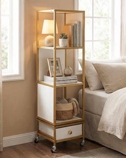 Giantex 360° Spinning Corner Book Shelf Tower