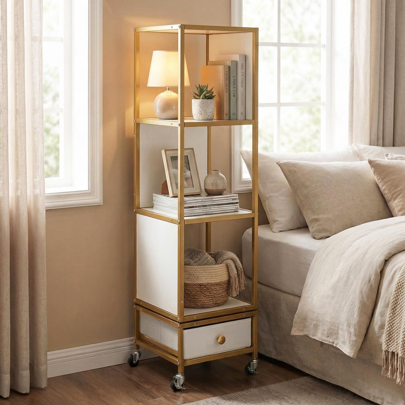 Giantex 360° Spinning Corner Book Shelf Tower