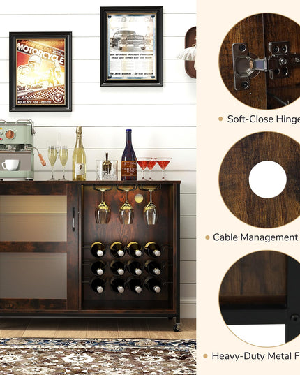 Giantex Wine Bar Cabinet with LED Light for Dining Room Living Room