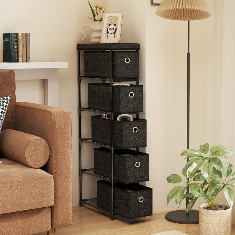 Giantex 5 Drawer Storage Cabinet with Fabric Drawers