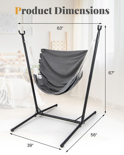 Giantex Hammock Chair with H-Shaped Stand - Heavy Duty Swing Chair with 6-Position Adjustable Height and Side Pocket