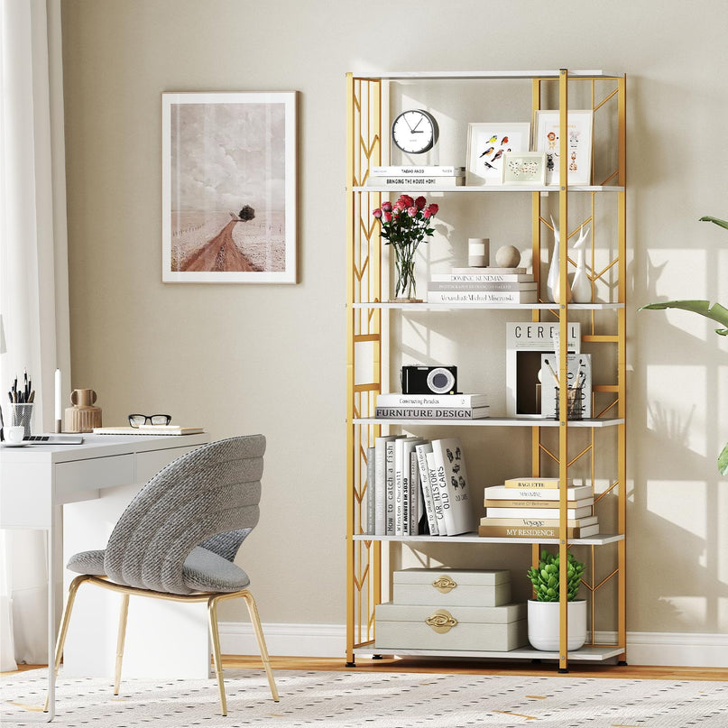 Giantex 6-Tier Bookshelf Modern Geometric Bookcase