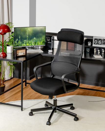 Giantex High Back Mesh Office Chair with Heating Headrest and Lumbar Support Armrest