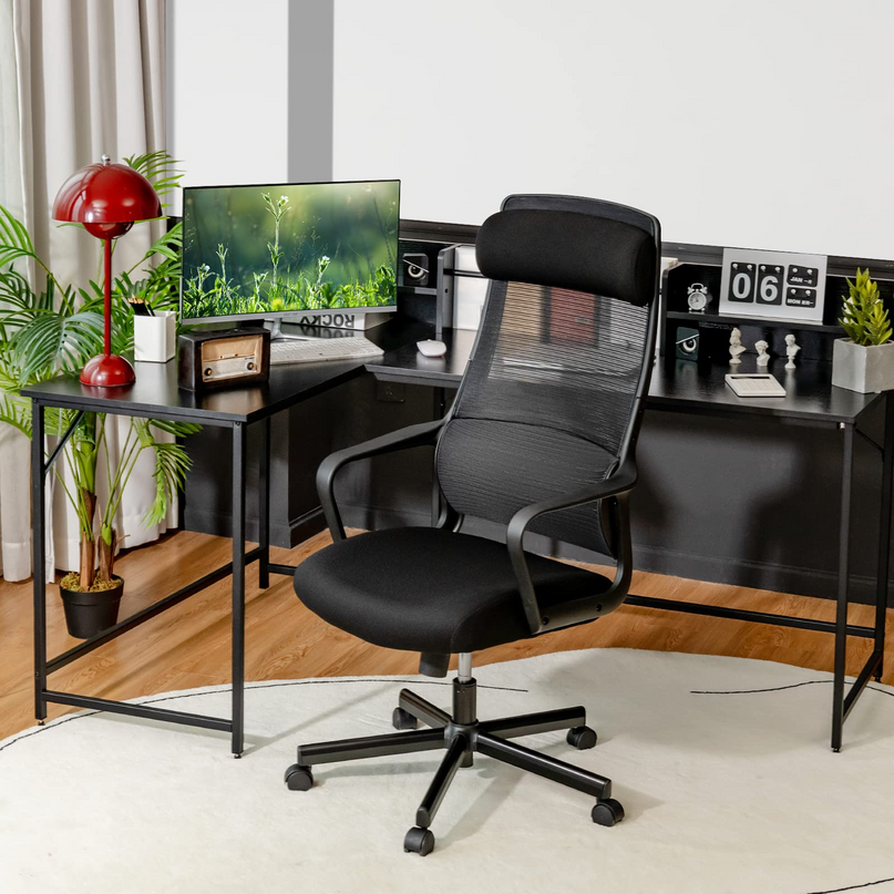 Giantex High Back Mesh Office Chair with Heating Headrest and Lumbar Support Armrest