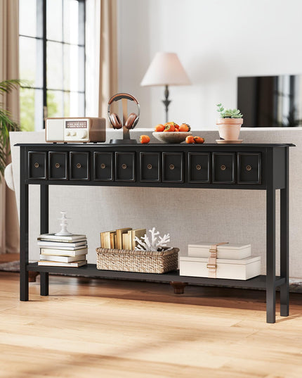 Giantex 60" Entryway Table with 4 Drawers and Open Storage Shelf