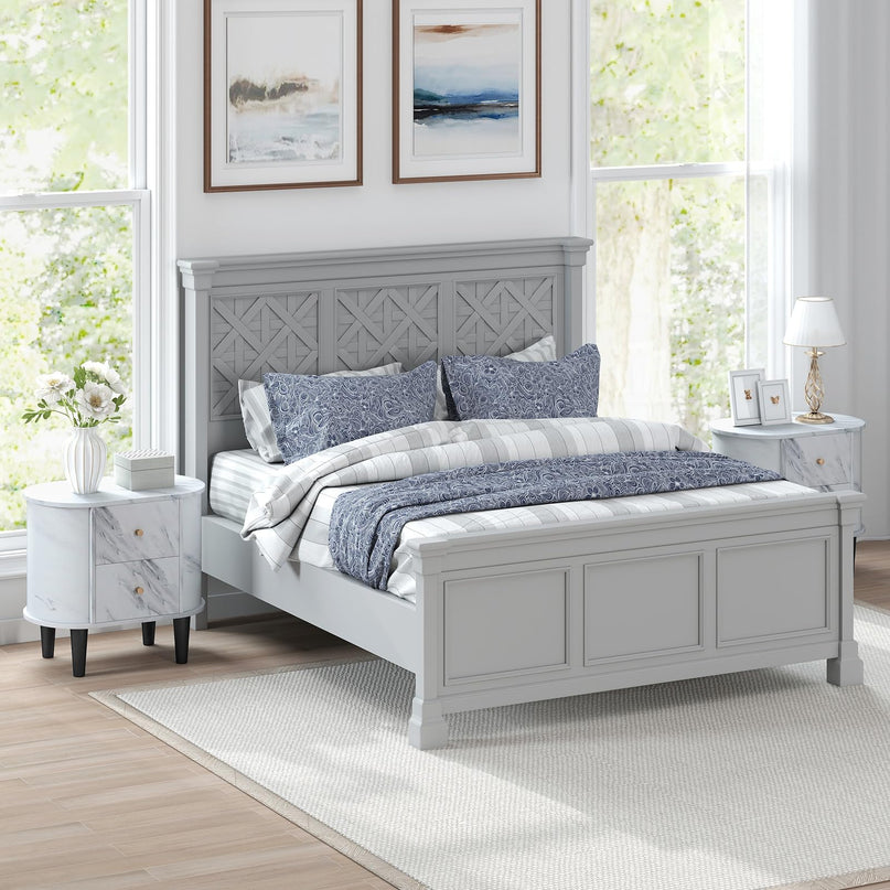 Giantex 2-Drawer Modern Faux Marble Bedside Table with Storage for Small Space