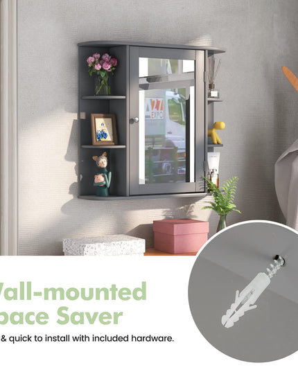 Giantex Mirrored Bathroom Medicine Cabinet - Wall Mounted Bathroom Hanging Cabinet with Single Door