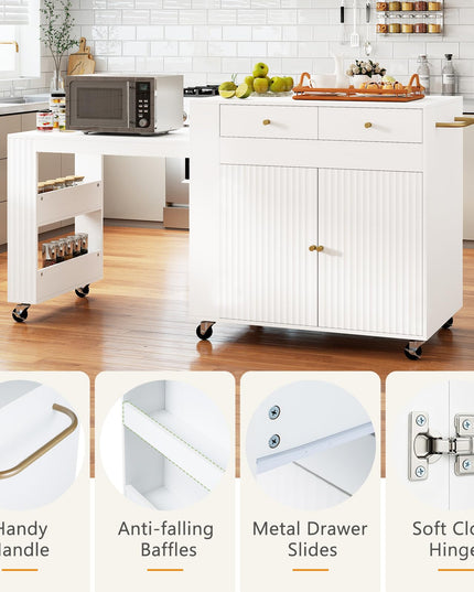 GIANTEX 72”-44.5” Extendable Kitchen Island with Storage