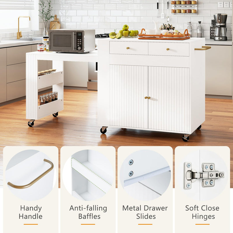 GIANTEX 72”-44.5” Extendable Kitchen Island with Storage