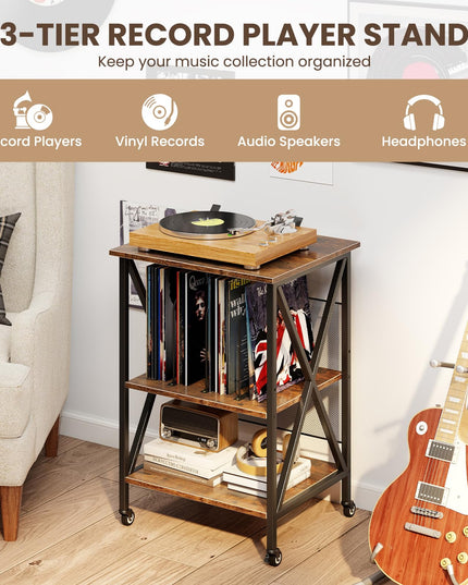 Giantex Record Player Stand with Charging Station