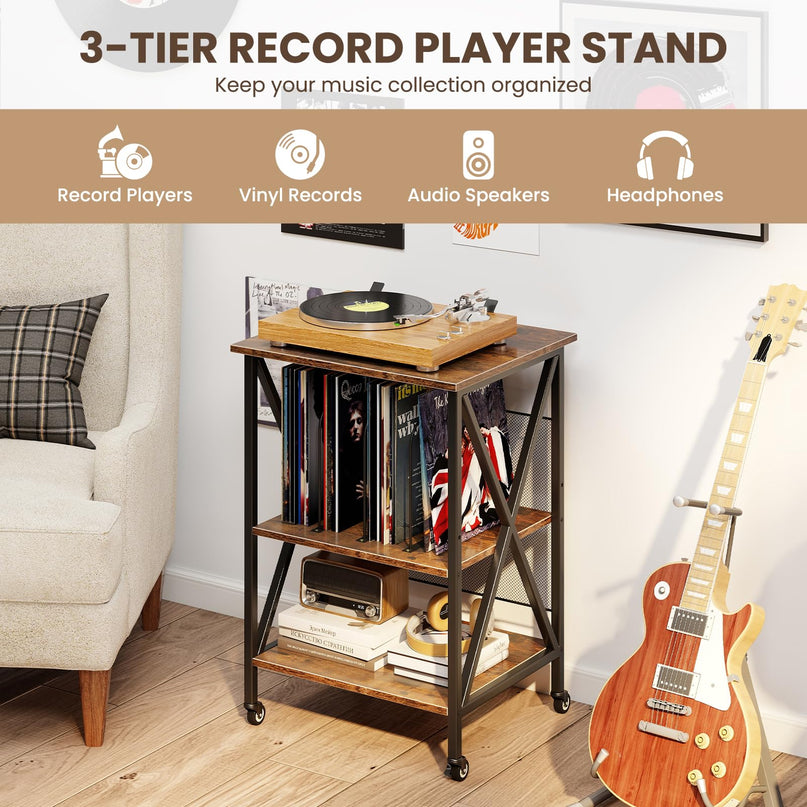 Giantex Record Player Stand with Charging Station