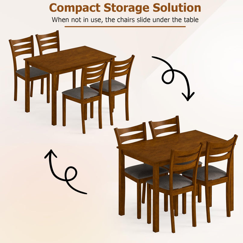 Giantex Rectangular Kitchen Table Set w/ 4 Upholstered Chairs for 4