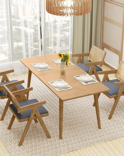 Giantex Rattan Dining Chairs, Leathaire Kitchen Chairs w/Armrests & Padded Cushion