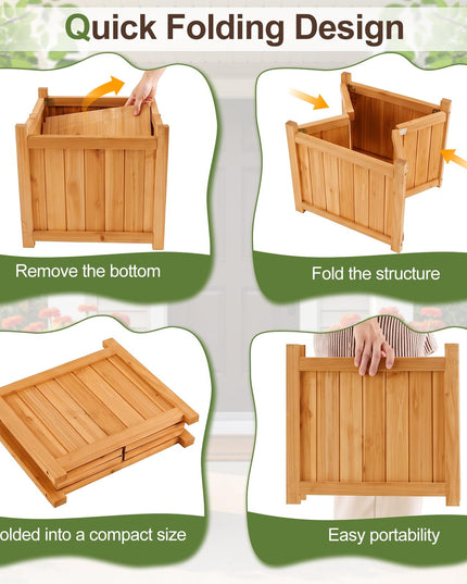 GIANTEX 15" Folding Wooden Planter Box with Removable Bottom