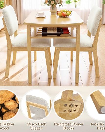 Giantex Dining Table Set for 2 | Space Saving Kitchen Table and Chairs Set w/Rubber Wood Frame